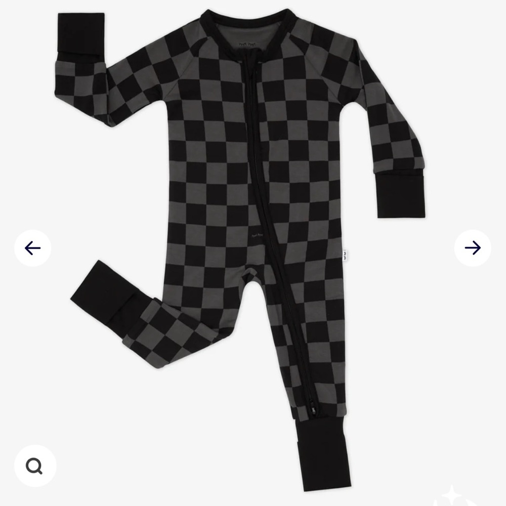 Little Sleepies Black and Gray Checkered Footie